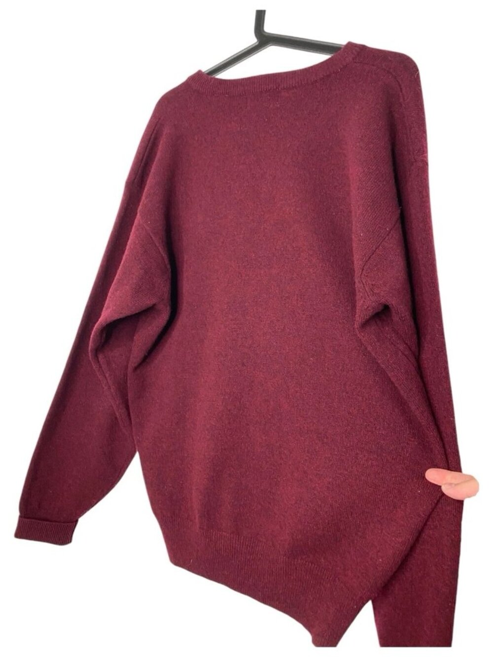 Pendleton Mens Large Sweater Lambswool V-neck Red Wine Maroon Wool Pullover Knit - Picture 7 of 7